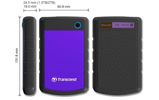 Transcend StoreJet 25H3 2 To - Violet - Disque dur externe