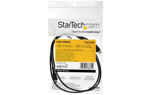 Câble StarTech USB-A vers USB-C 60 W USB 2.0 - 1 m - Noir