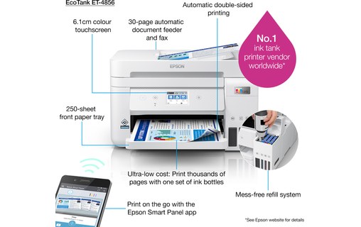 Imprimante multifonction Epson EcoTank ET-4856 / C11CJ60407 - WiFi, AirPrint