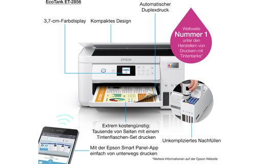 Imprimante multifonction Epson EcoTank ET-2856 / C11CJ63406 - WiFi, AirPrint
