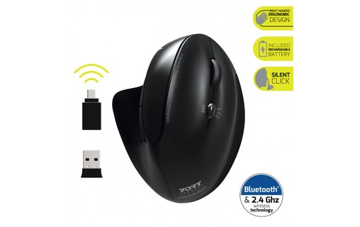 Souris sans fil PORT Designs 900706-BT - Noire - Ergonomique