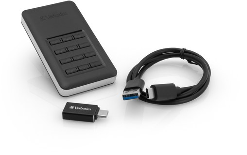 Verbatim Store 'n' Go Secure 256 Go - Argent, Noir - SSD externe USB-C - 53402