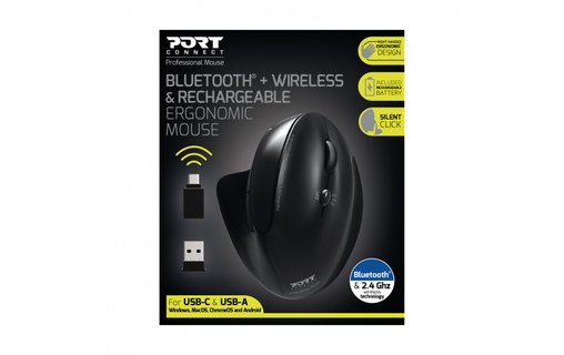 Souris sans fil PORT Designs 900706-BT - Noire - Ergonomique