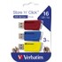 Lot de 3 Clé USB Verbatim Store 'n' Click 16 Go - Bleu, Rouge, Jaune - USB 3.2