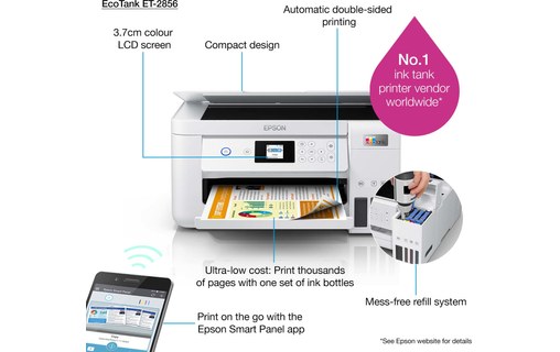 Imprimante multifonction Epson EcoTank ET-2856 / C11CJ63406 - WiFi, AirPrint