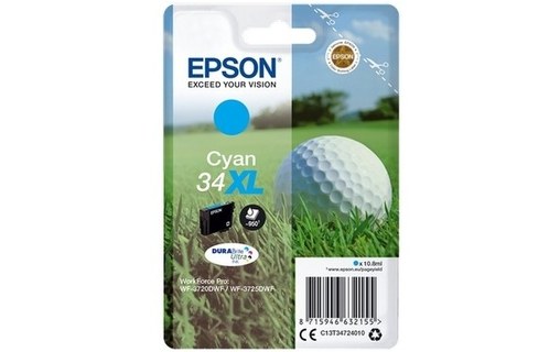 Epson 34XL - Balle de Golf Cartouche Cyan C13T34724010 (T3472)