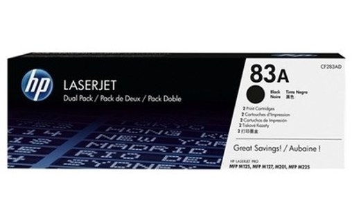 HP 83A Toners Pack de 2 Noir CF283AD