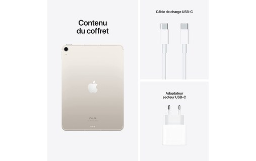 Apple iPad Air 10,9" - 2022 - Wi-Fi + Cellular - 64 Go Lumière stellaire