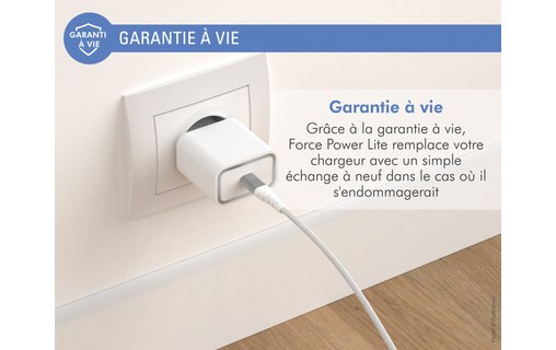 Chargeur secteur USB-C 20 W + Câble USB-C / Lightning 1,2 m - Force Power