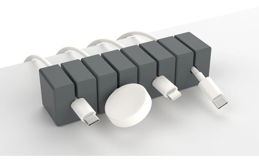 Lot de 4 passe-câbles aimantés (taille S) Gris - Gestion des câbles Function101