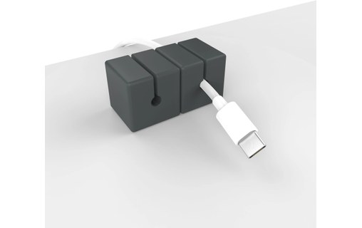 Lot de 4 passe-câbles aimantés (taille S) Gris - Gestion des câbles Function101