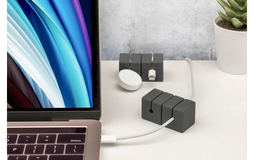 Lot de 4 passe-câbles aimantés (taille S) Gris - Gestion des câbles Function101