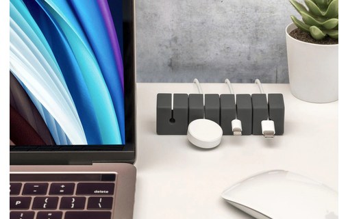 Lot de 4 passe-câbles aimantés (taille S) Gris - Gestion des câbles Function101