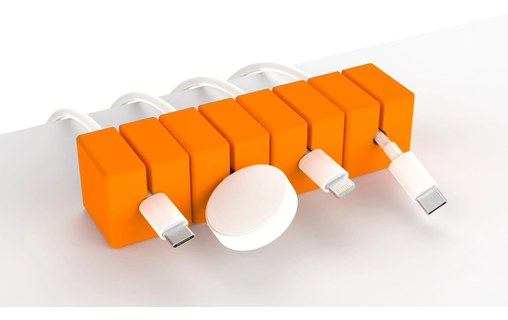 Lot de 4 passe-câbles aimantés (taille S) Orange Gestion des câbles Function101