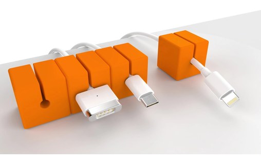 Lot de 4 passe-câbles aimantés (taille S) Orange Gestion des câbles Function101