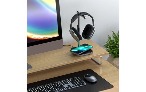 Support casque 2 en 1 avec chargeur sans fil induction - Satechi