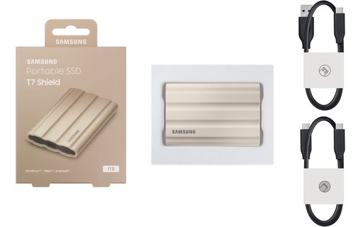 Samsung T7 Shield 1 To Beige - SSD externe portable USB-C & USB-A