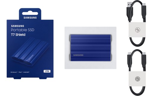 Samsung T7 Shield 2 To Bleu - SSD externe portable USB-C & USB-A
