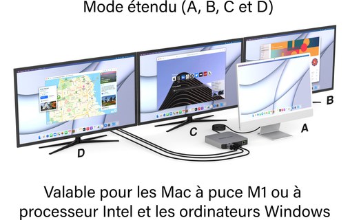 Station d'accueil USB-C 12 ports Dual HMDI pour Mac M1/M2 - EZQuest X40214