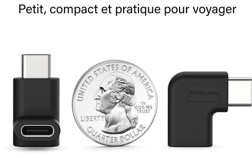 Pack de 2 Mini Adaptateurs coudés 90° USB-C vers USB-C 10Gbit/s - EZQuest X40072