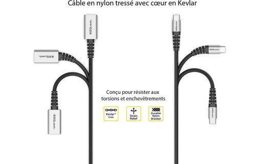 Adaptateur USB-A vers USB-C 5Gbit/s câble renforcé - EZQuest DuraGuard X40100