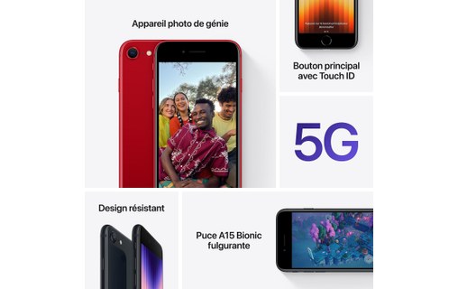 Apple iPhone SE 2022 (3è génération) 128 Go Minuit