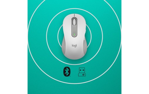 Souris sans fil Logitech Signature M650 L - Blanche - Pour gaucher, Ergonomique