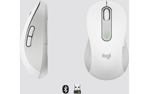 Souris sans fil Logitech Signature M650 L - Blanche - Pour gaucher, Ergonomique