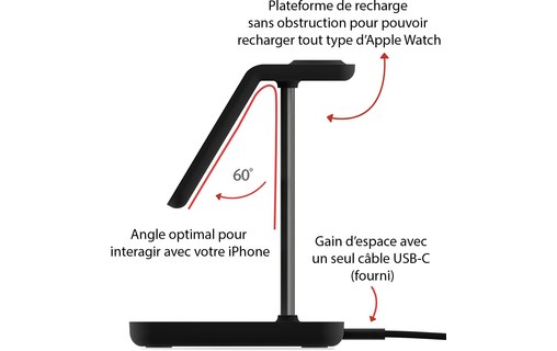 Twelve South HiRise 3 Noir - Station de charge sans fil 3 en 1