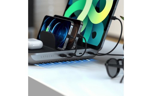 Station de charge 70W 2x USB, 2x USB-C Power Delivery et Zone Charge QI Satechi