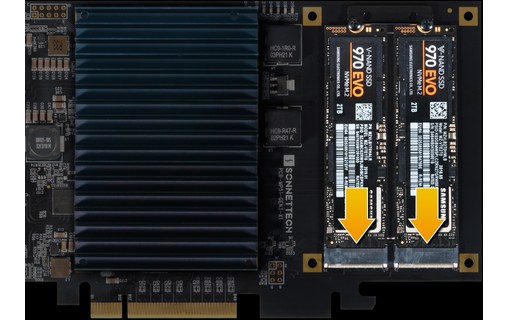 Carte PCIe 3.0 Sonnet McFiver pour 2 SSD M.2 NVMe, 1 port 10 GbE, 2 ports USB-C