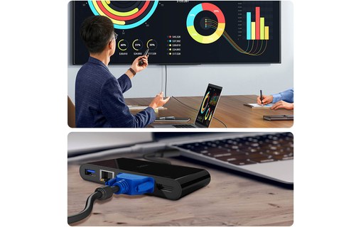 Hub Adaptateur USB-C vers USB, Ethernet, VGA et HDMI 4K Compact Belkin Noir