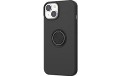 Novodio Coque en silicone pour iPhone 14 avec support ring - Noir