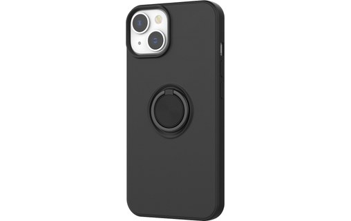 Novodio Coque en silicone pour iPhone 14 avec support ring - Noir