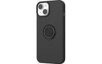Novodio Coque en silicone pour iPhone 14 avec support ring - Noir