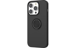 Novodio Coque en silicone pour iPhone 14 Pro avec support ring - Noir