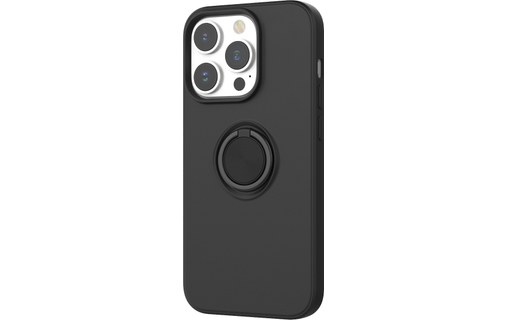 Novodio Coque en silicone pour iPhone 14 Pro avec support ring - Noir