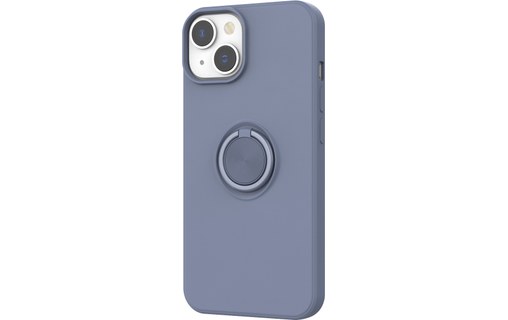 Novodio Coque en silicone pour iPhone 14 avec support ring - Bleu