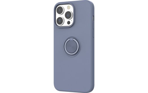 Novodio Coque en silicone pour iPhone 14 Pro Max avec support ring - Bleu
