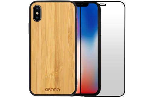 Coque iPhone X/XS en bois - Ecran de protection en verre trempé inclus -  Étui & Coque - KIBODO
