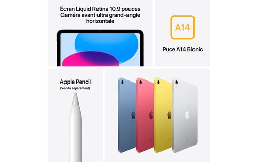 Apple iPad 10,9" - 2022 - Wi-Fi - 64 Go - Argent