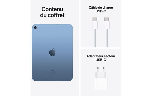 Apple iPad 10,9" - 2022 - Wi-Fi + Cellular - 256 Go - Bleu