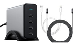 Satechi chargeur USB-C PD 4 Ports 165 W + Câble USB-C/USB-C + USB-C/ Lightning