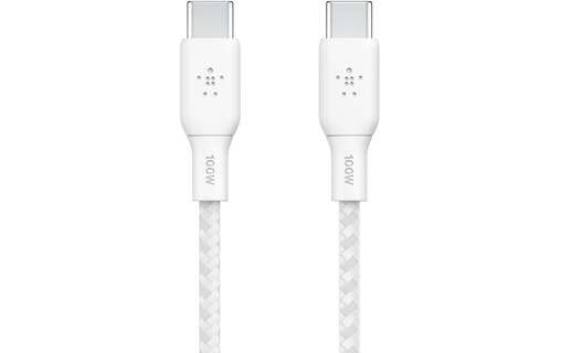 Câble USB-C vers USB-C 100 W 2 m Tressé Blanc - Belkin BoostCharge - USB -  BELKIN