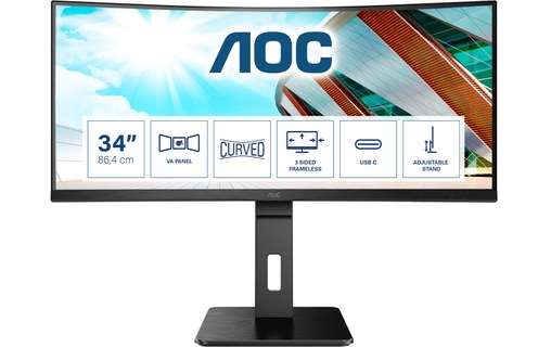 AOC CU34P2C écran plat de PC 86,4 cm (34) 3440 x 1440 pixels UltraWide  Quad HD - Écran - AOC