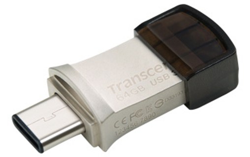 Clé USB-C et USB-A Transcend JetFlash 890 64 Go - Argent, Noir - USB 3.2