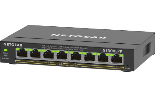 Switch Ethernet NETGEAR GS308EPP 8 ports - Manageable, PoE, L2/L3