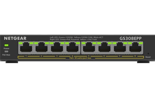 Switch Ethernet NETGEAR GS308EPP 8 ports - Manageable, PoE, L2/L3