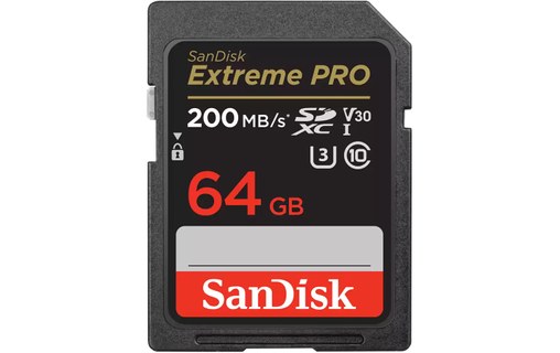 Carte SDXC SanDisk Extreme Pro 64 Go, UHS-I, V30