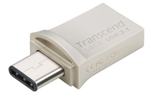 Clé USB-C et USB-A Transcend JetFlash 890 64 Go - Argent, Noir - USB 3.2